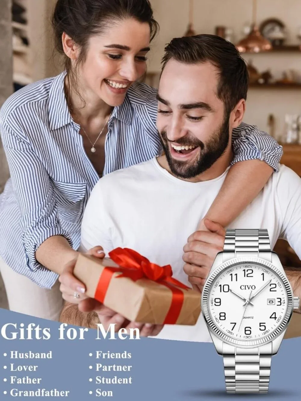 Stylish Silver Analog Watch for Men - Stainless Steel Dress Wrist Watch with